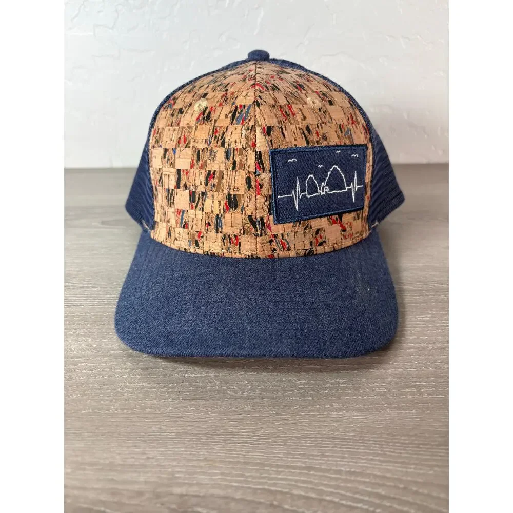 The Heartbeat Brand/ Merrell‎ Cabo Blue Brown Cork Men's Trucker Hat- EUC